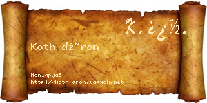Koth Áron névjegykártya